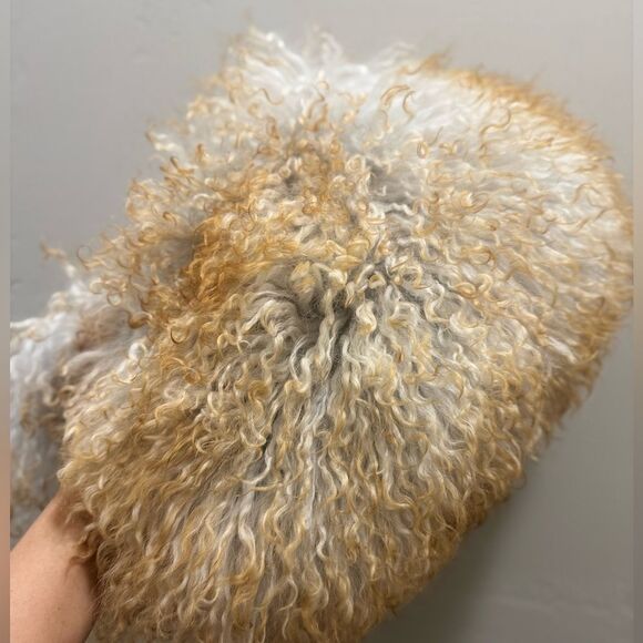 2 Tone Real Mongolian Lamb Fur Handmade Shoulder Bag, Real Shearling Crossbody - Picture 11 of 16